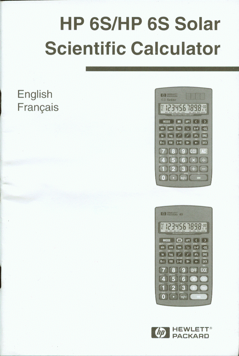 Hewlett Packard HP-6S Calculator User's Guide