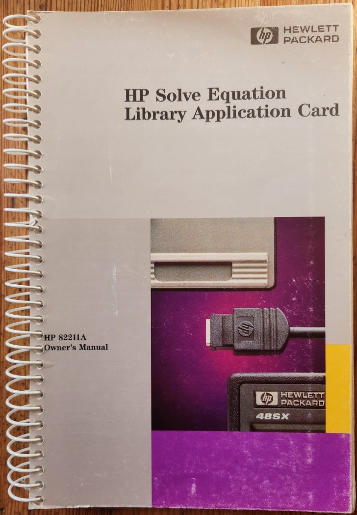 Hewlett Packard HP Solve Equation Library Application Card Owner's Manual