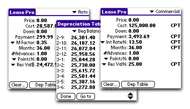 Lease Pro - Easy to Use Leasing Calculator for Palm Pilot - Perfect for Real Estate and Auto