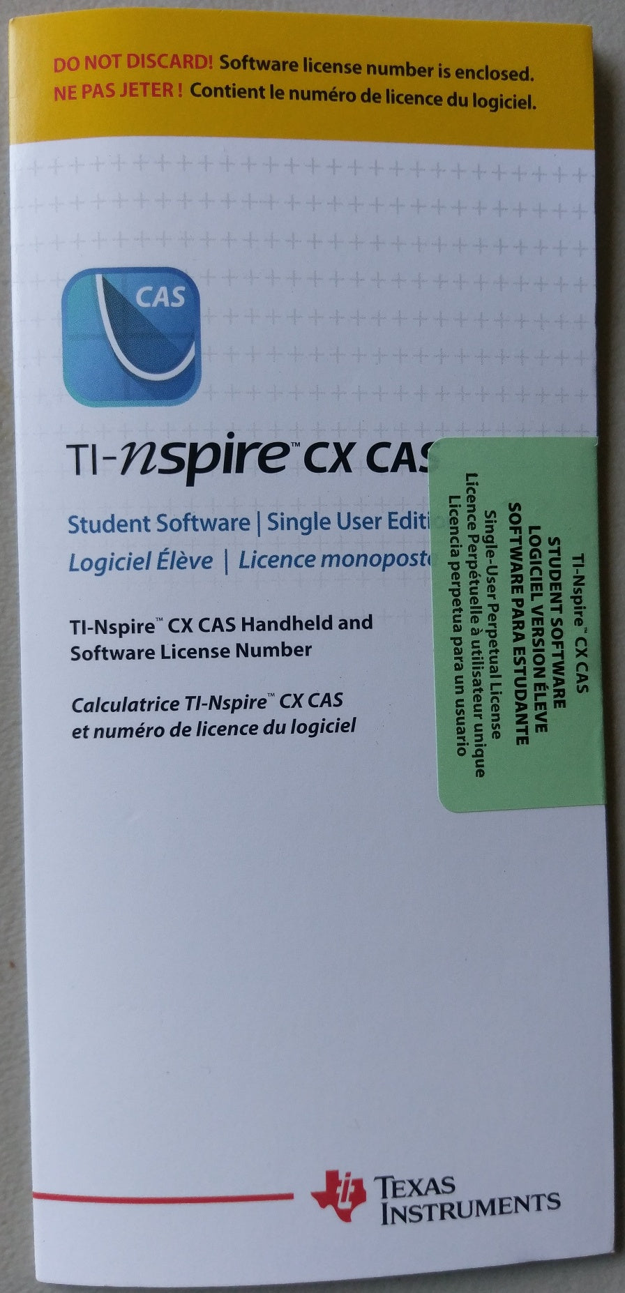 Texas Instruments TI-Nspire CX CAS Student Software (Individual License)