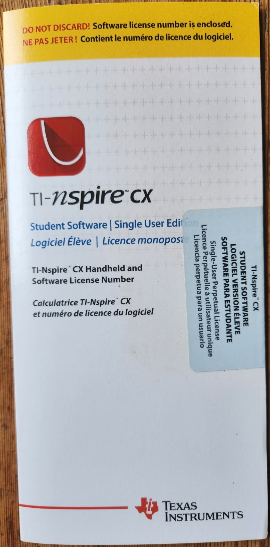 Texas Instruments TI-Nspire CX Student Software (Individual License)