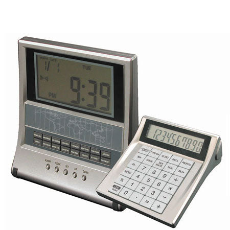 Victor Stand-Up World Time Clock with 10-Digit Calculator Calculator and 4.5" x 2" Display