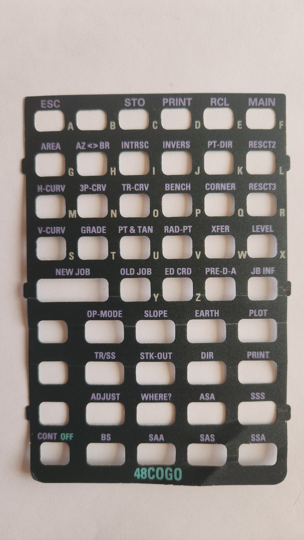 TDS 48Cogo Surveying Keyboard Overlay for HP 48 Series Calculators