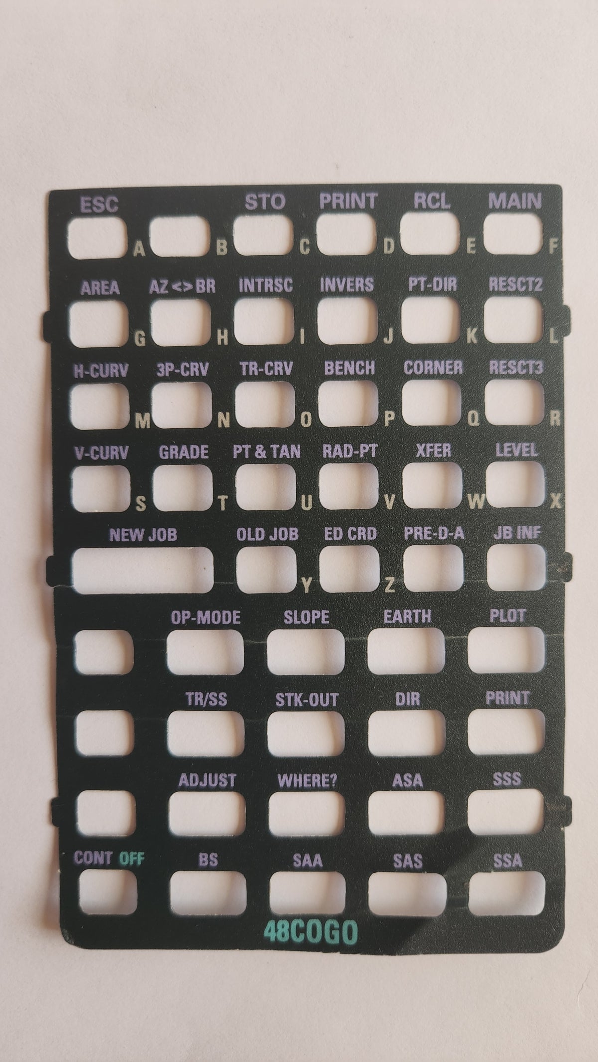 TDS 48Cogo Surveying Keyboard Overlay for HP 48 Series Calculators