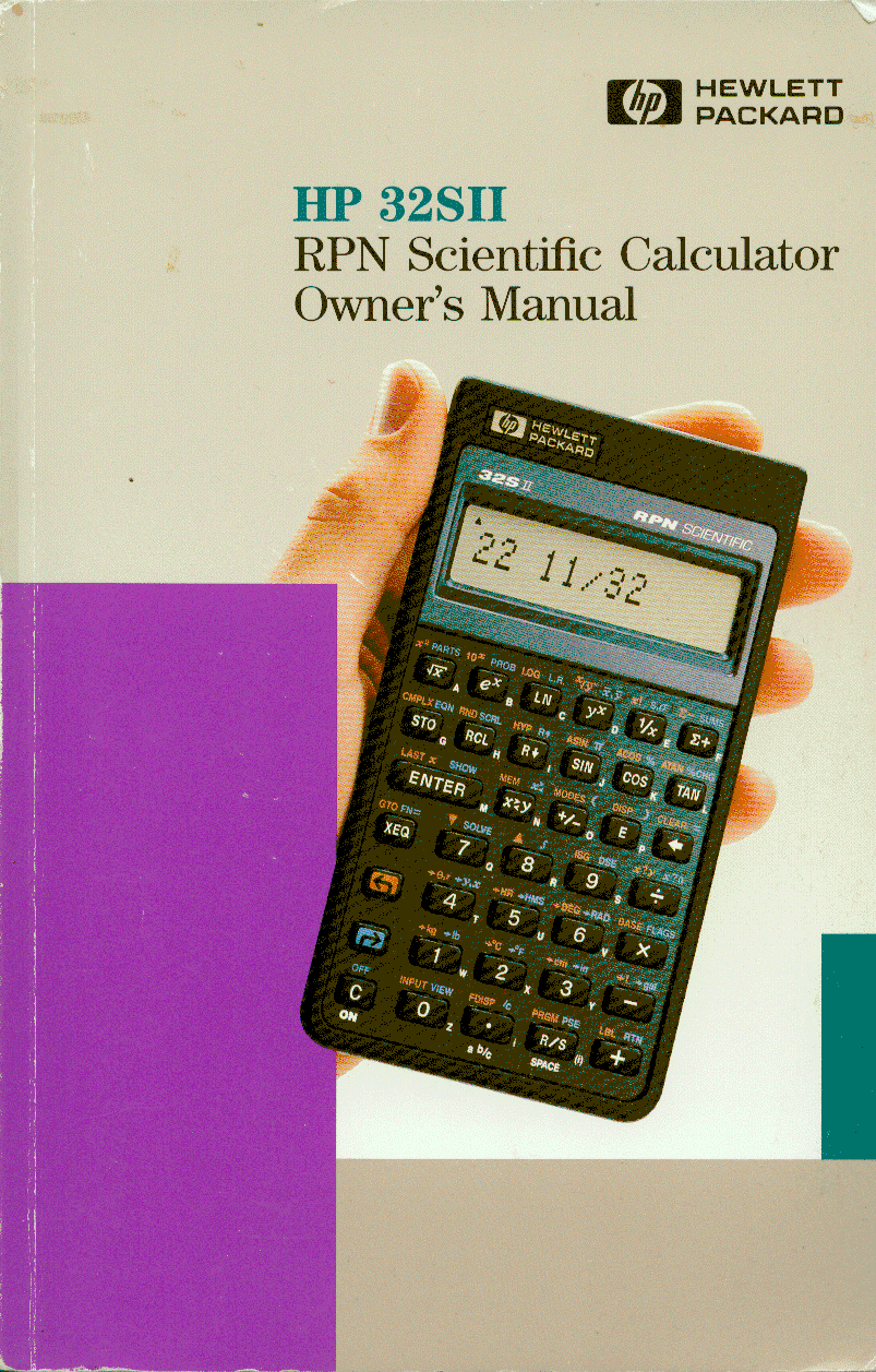 Hewlett Packard HP-32SII Calculator Manual