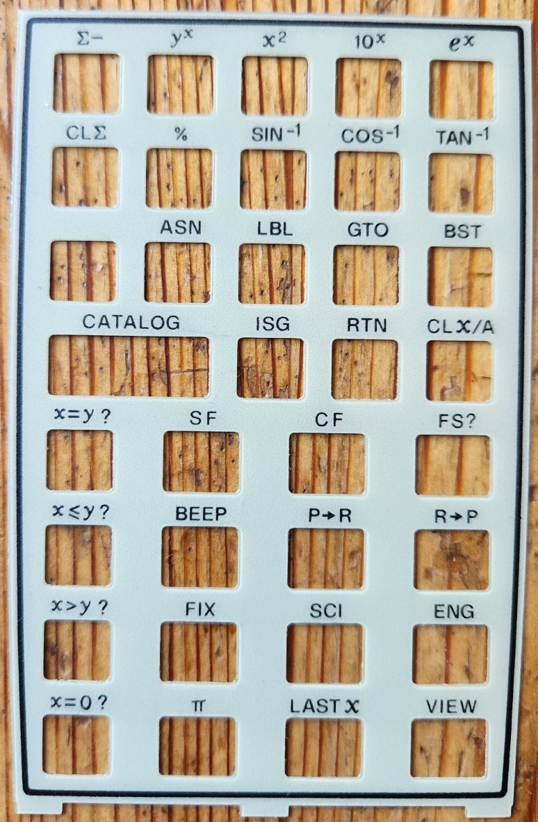 Hewlett Packard Standard Keyboard Overlay for HP 41C Series Calculators (Used)