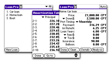 Loan Pro - Easy to Use Loan Calculator for Palm Pilot - Perfect for Real Estate and Auto