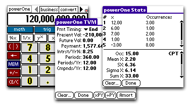 powerOne General - Versatile General Purpose Calculator for Palm Pilot - Conversions, Business, Scientific and more