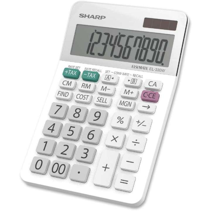 Sharp EL-330WB Dual-Powered Slant Display Semi-Desktop Calculator