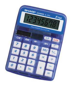 Sharp EL-331LBBL Dual-Powered Slant Display Semi-Desktop Calculator