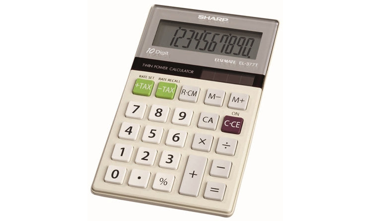 Sharp EL-377TB Basic Dual-Powered 10 Digit Large Display Calculator