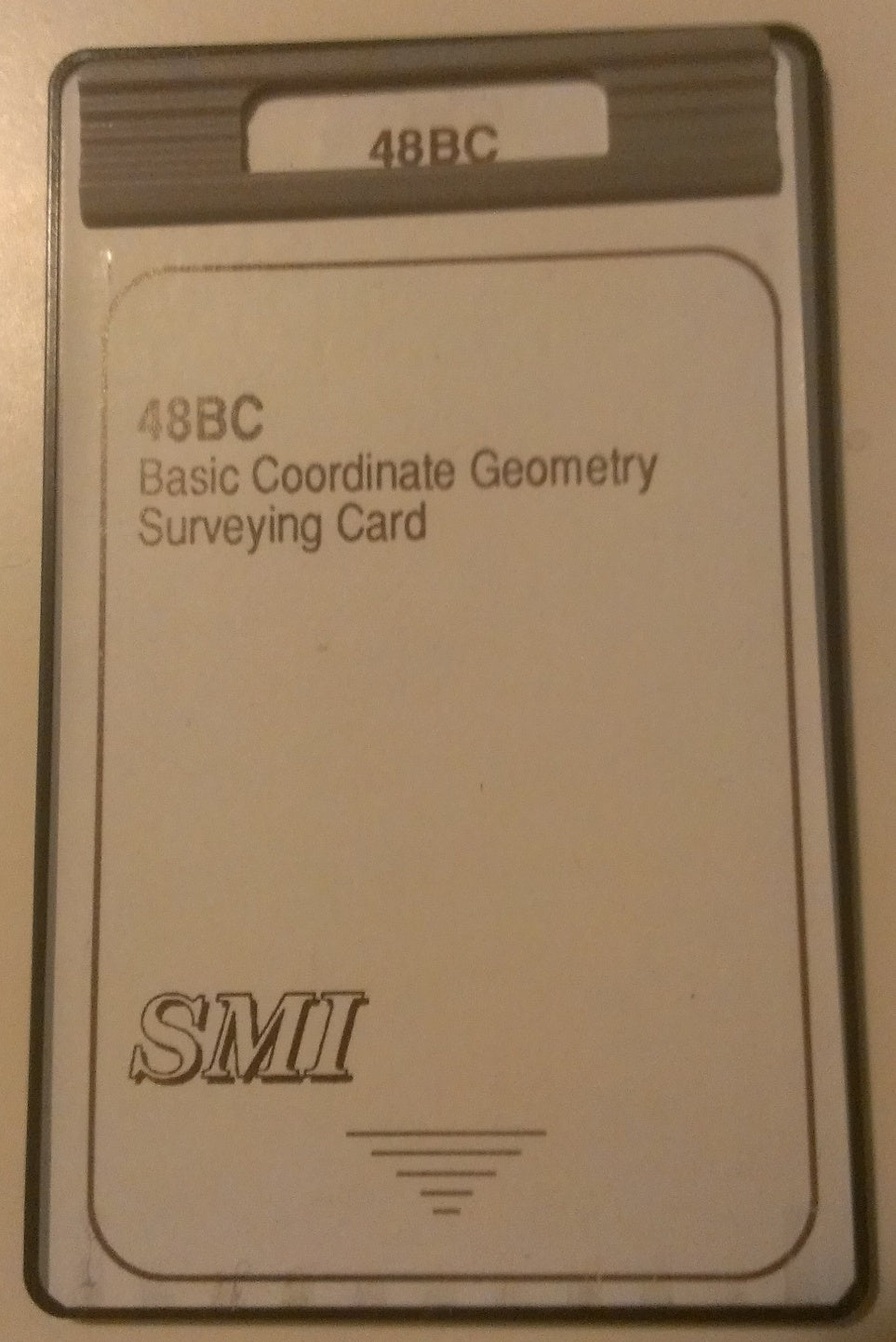 SMI Used 48BC Basic Coordinate Geometry Surveying Card for HP Calculators