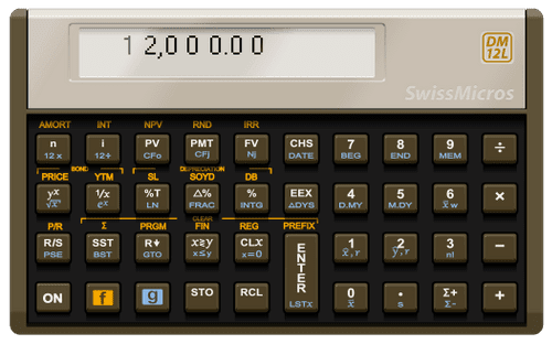 SwissMicros DM12L RPN Financial Calculator - HP-12C Clone