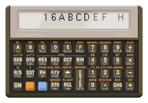 SwissMicros DM16C Programmer's RPN Calculator - Credit Card Sized HP-16C Clone