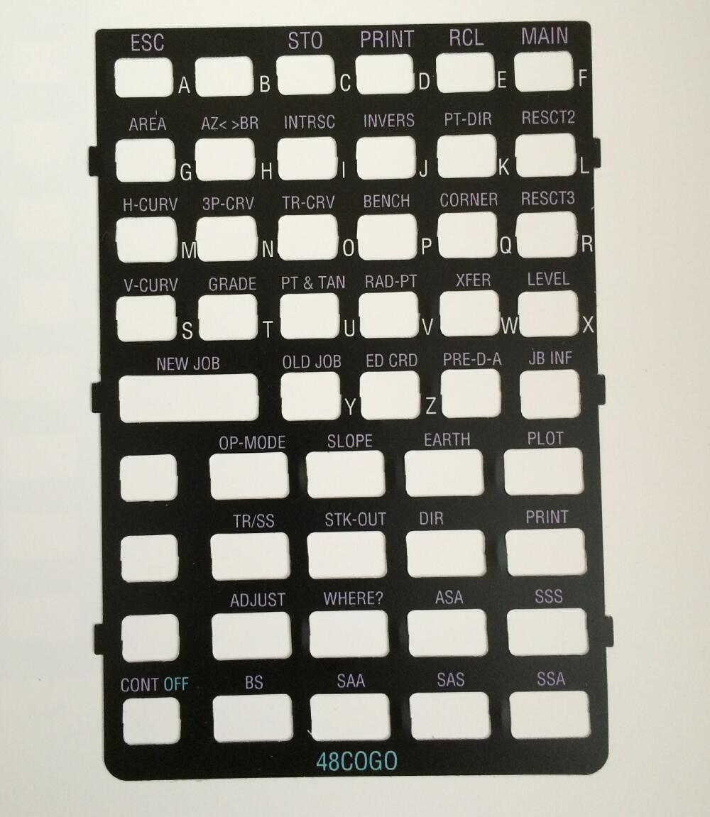 TDS 48Cogo Surveying Keyboard Overlay for HP 48 Series Calculators