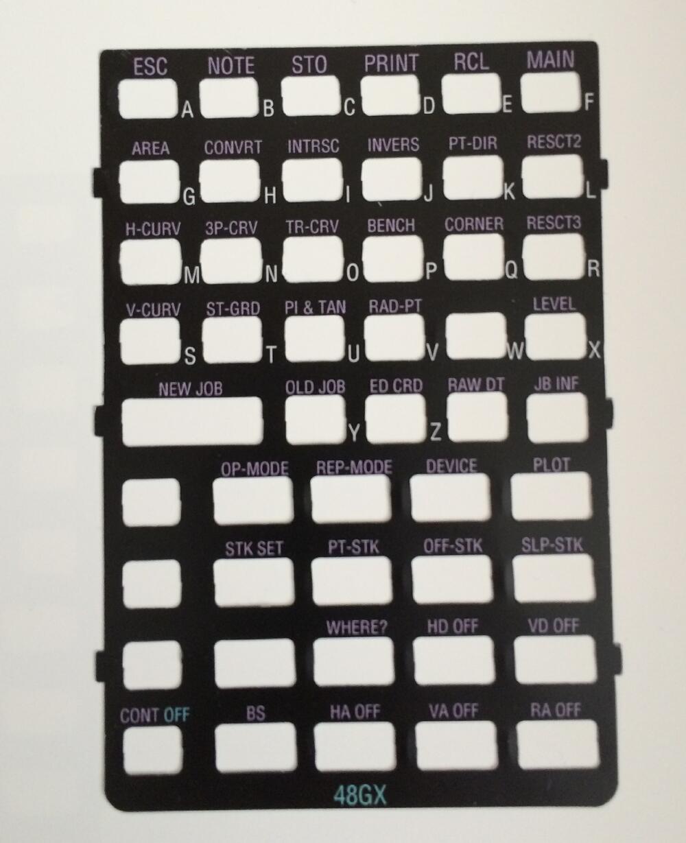 TDS Survey Keyboard Overlay for HP 48 Series Calculators