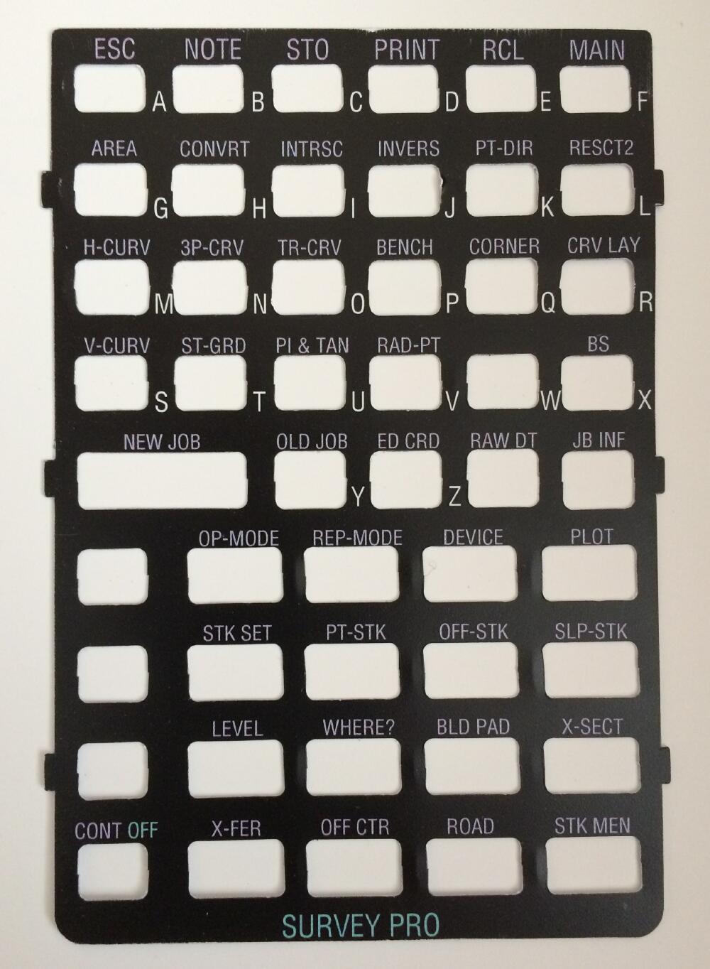 TDS Survey Pro Keyboard Overlay for HP 48 Series Calculators