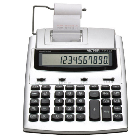 Victor 1212-3A 12-Digit 2.7 LPS AntiMicrobial Portable Printing Calculator